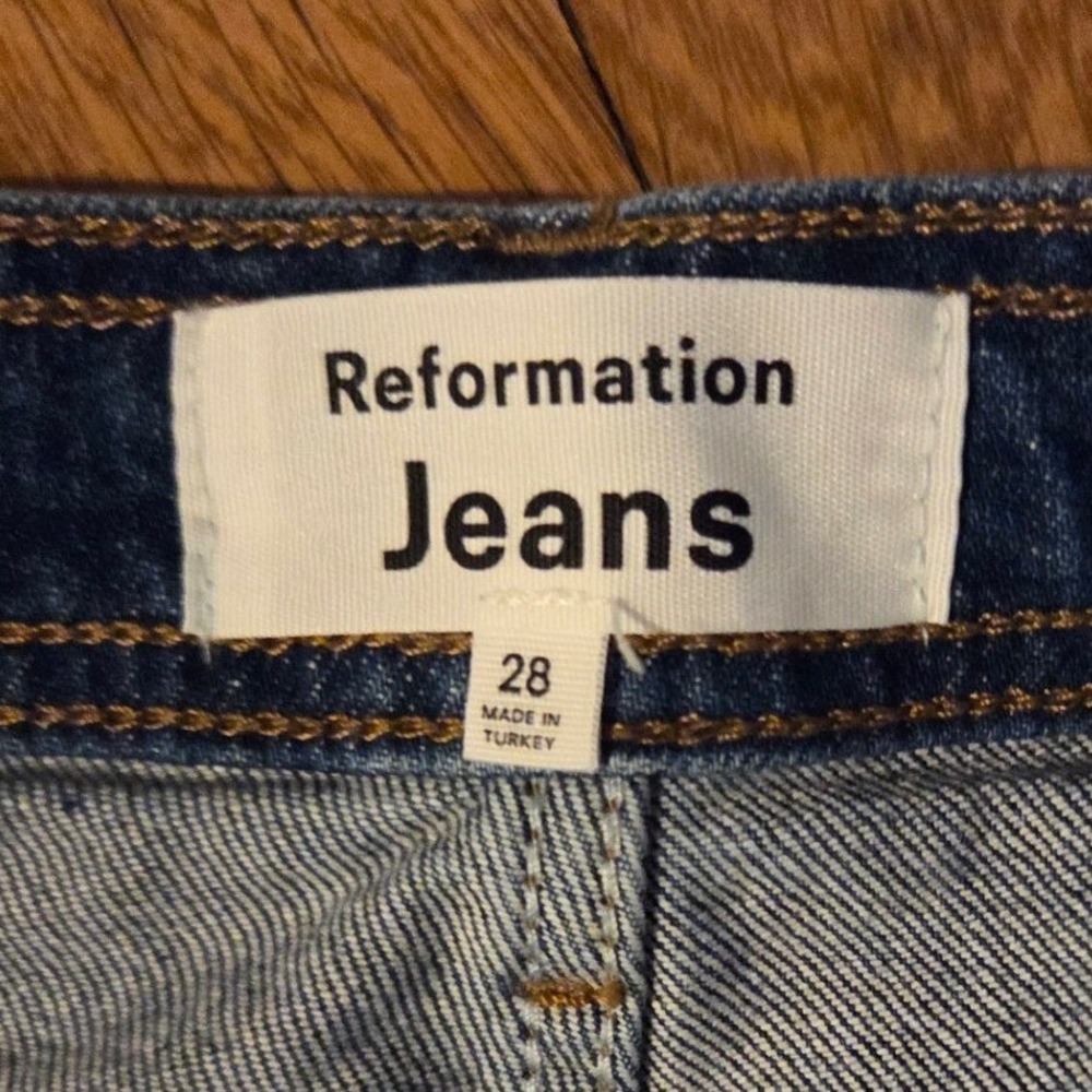 Reformation "Amelie" Jeans High Rise Wide Leg Belted Cotton Salinas Wash Sz 28 - Picture 6 of 14